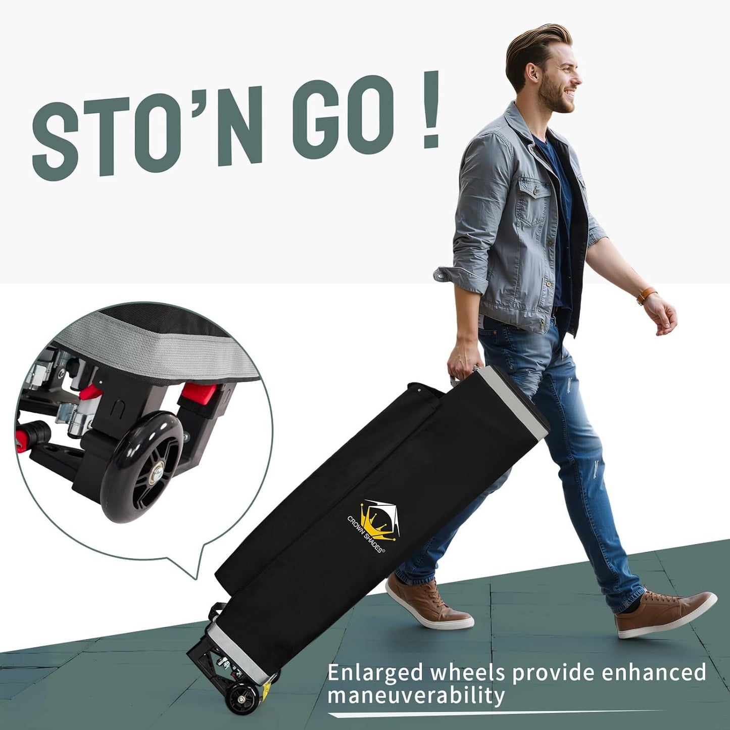 CROWN SHADES 10x10 Heavy Duty Canopy - Premium Pop Up Canopy Tent - Extra Sun Shade Protection with 400D Strength Oxford Fabric - Great for Trade Shows, Events, Tailgates & Commercial Use, Gray