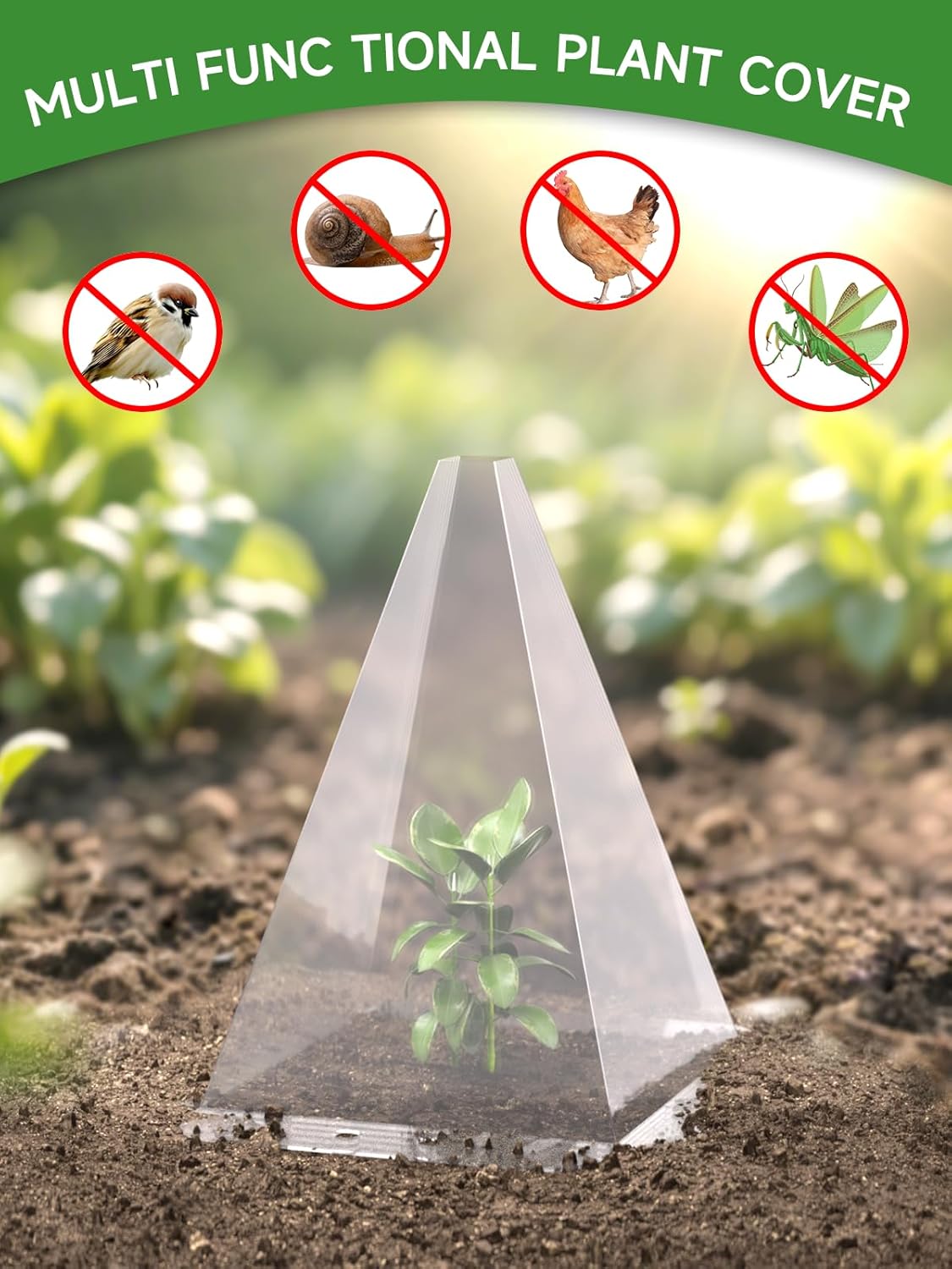 20 Pack Garden Cloches for Plants - Clear Reusable Plastic Seedling Covers with 40 Metal Stakes - Mini Greenhouse Plant Bell Covers for Frost, Sun, Pests Protection(7.8" x 11")