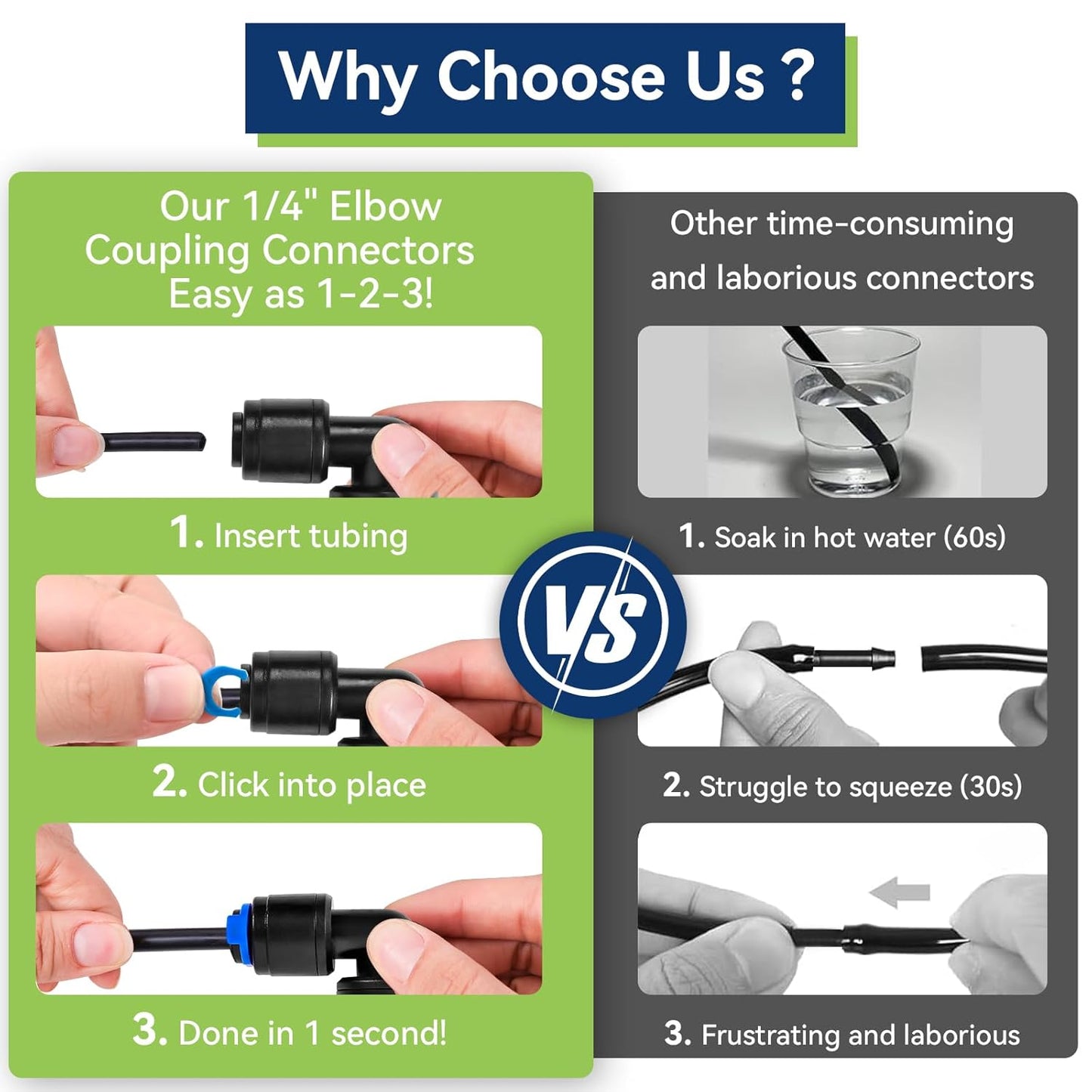 10 Pack 1/4" Universal 90 Degree Elbow Fitting, Quick Connect Universal Drip Irrigation Tubing Coupling Valve, Connector Locking Fitting for Sprinkler or Drip Irrigation System.