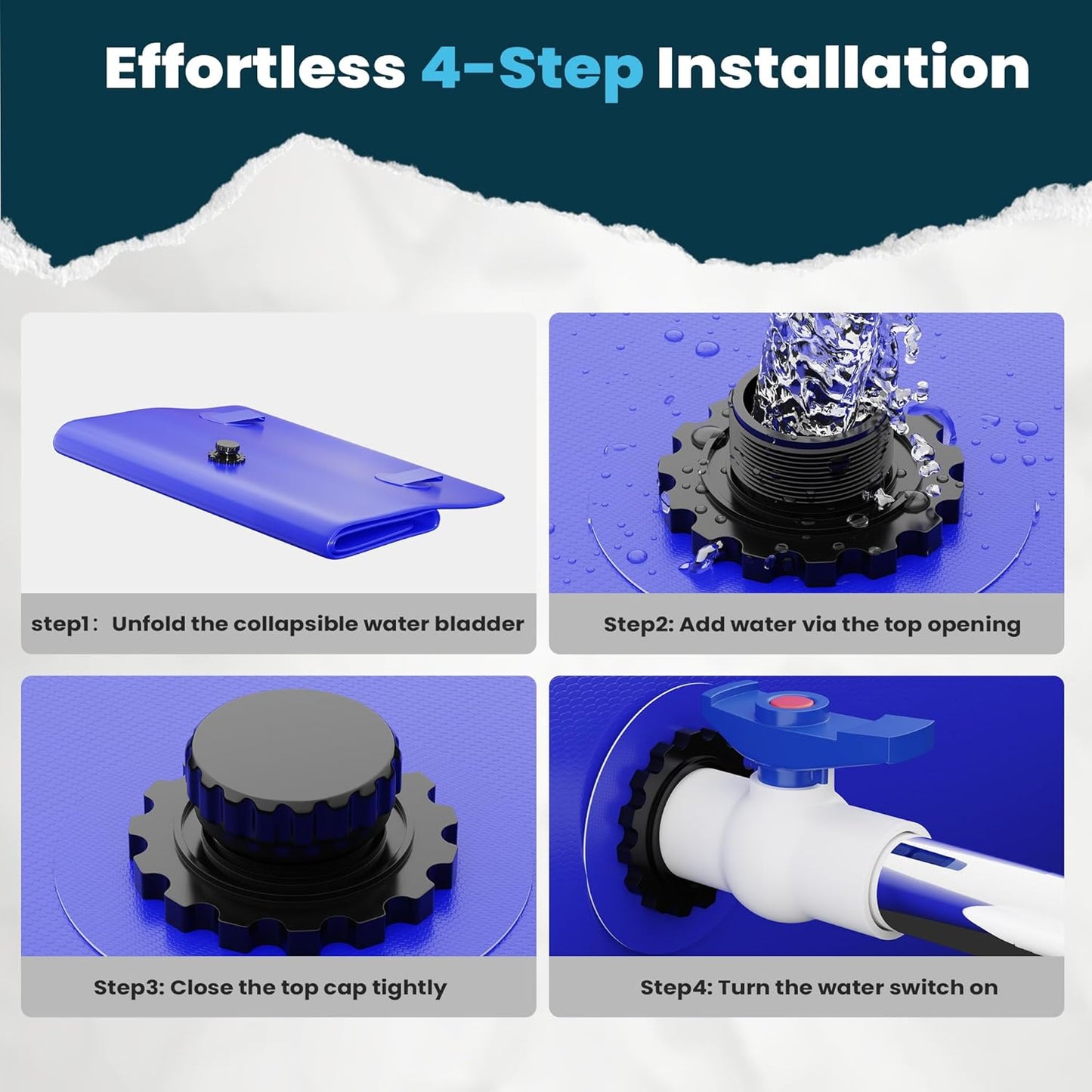 Large Capacity Water Storage Bladder Containers, Bladder Tank for Drought Resistance, Fire Prevention, Emergency Water, Agricultural Irrigation Outdoor (110L/29Gal, Blue)