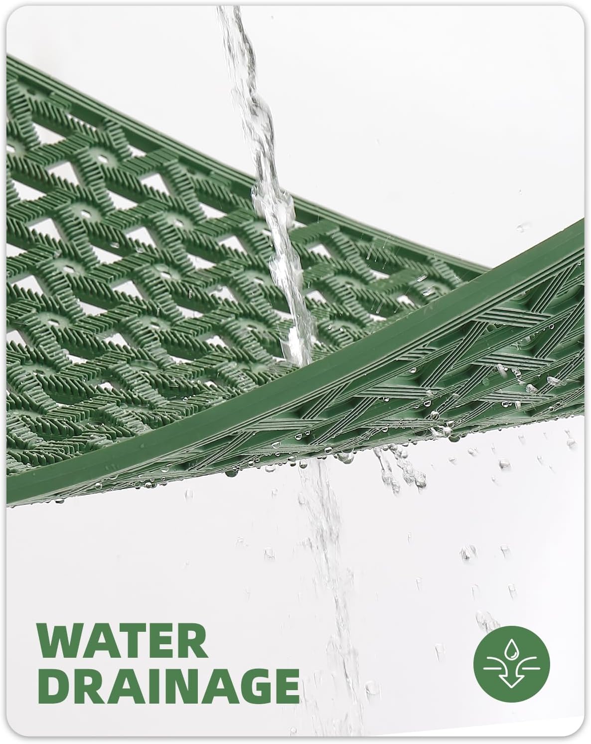 Color&Geometry Door Mat Outside Entrance with Drainage, Rubber Heavy Duty Dirt Trapper Waterproof Outdoor Welcome Mat, Outdoor Mats All Weather for Front Back Door Patio Entryway Entry, 24"X36" Green