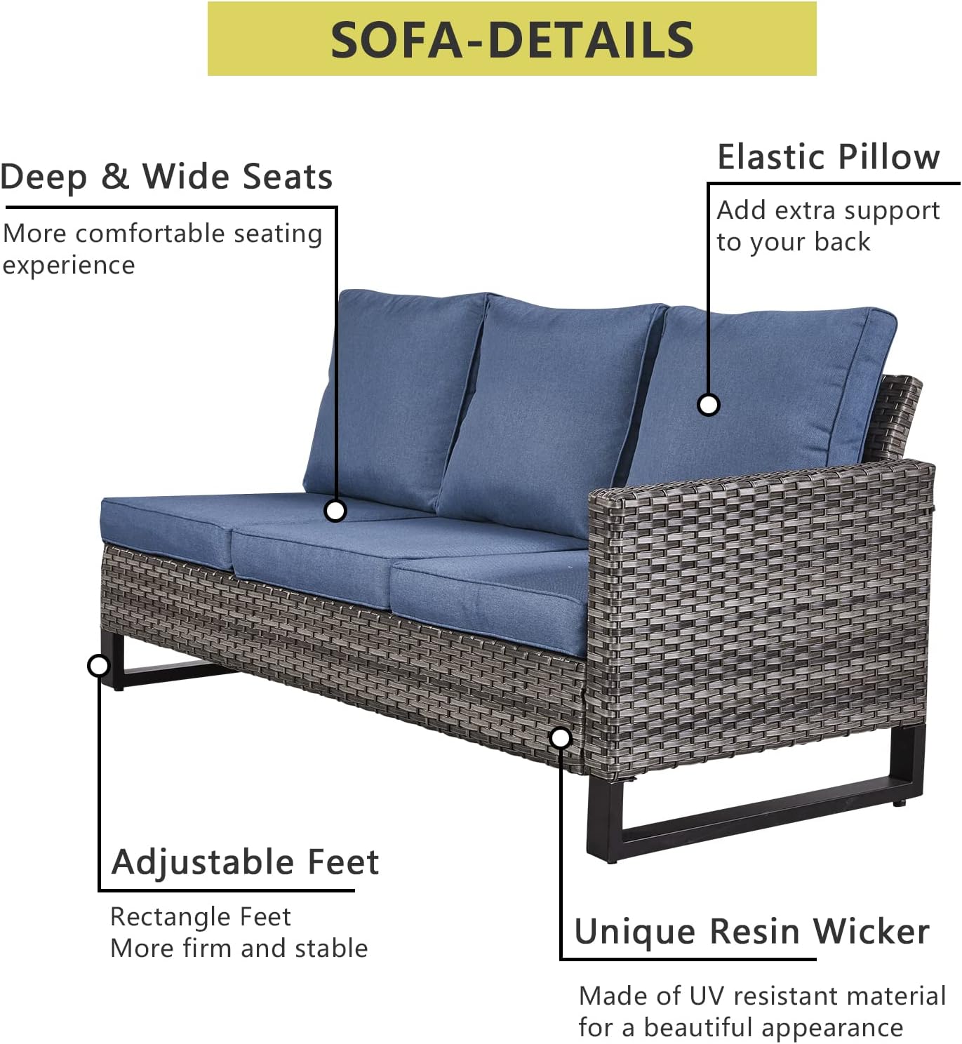 HUMMUH 9 Piece Patio Furniture PE Wicker 6-Seater Outdoor Sectional Sofa Patio Swivel Chairs,Outdoor Chairs with Ottomans Side Table for Porch,Garden,Backyard,Deck