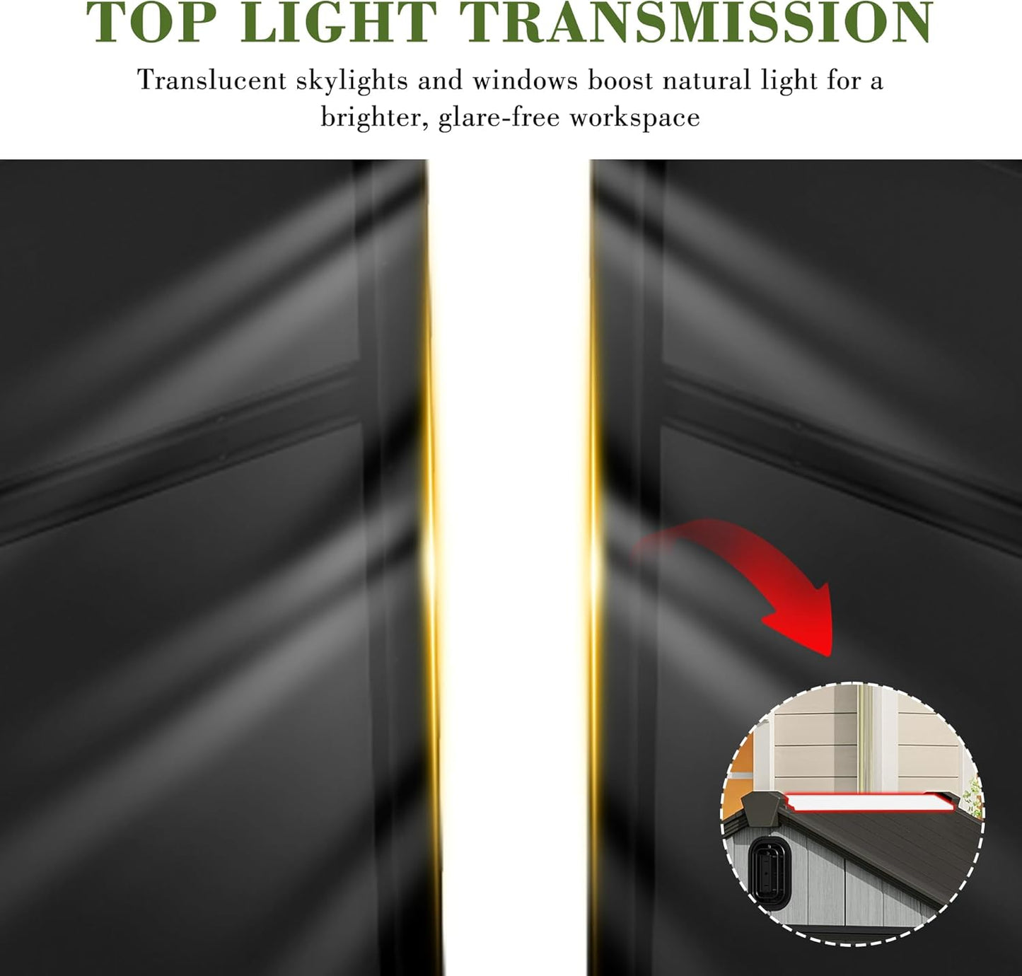 Domi 8x6FT Outdoor Resin Storage Shed with Transparent Windows & Louvered Vents, Plastic Tool Shed with Double Lockable Doors & Gable Roof, Outside Garden Shed for Backyard, Patio, Lawn, Grey