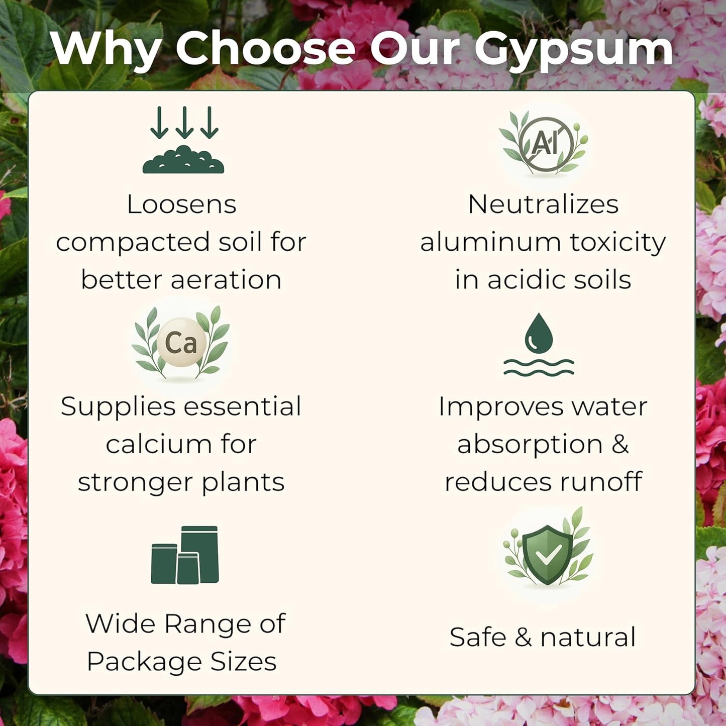 Gypsum for Soil - Calcium for Plants - Gypsum Fertilizer for Gardening, Lawn & Vegetables - Calcium for Garden (2 qts. - 4 lbs)