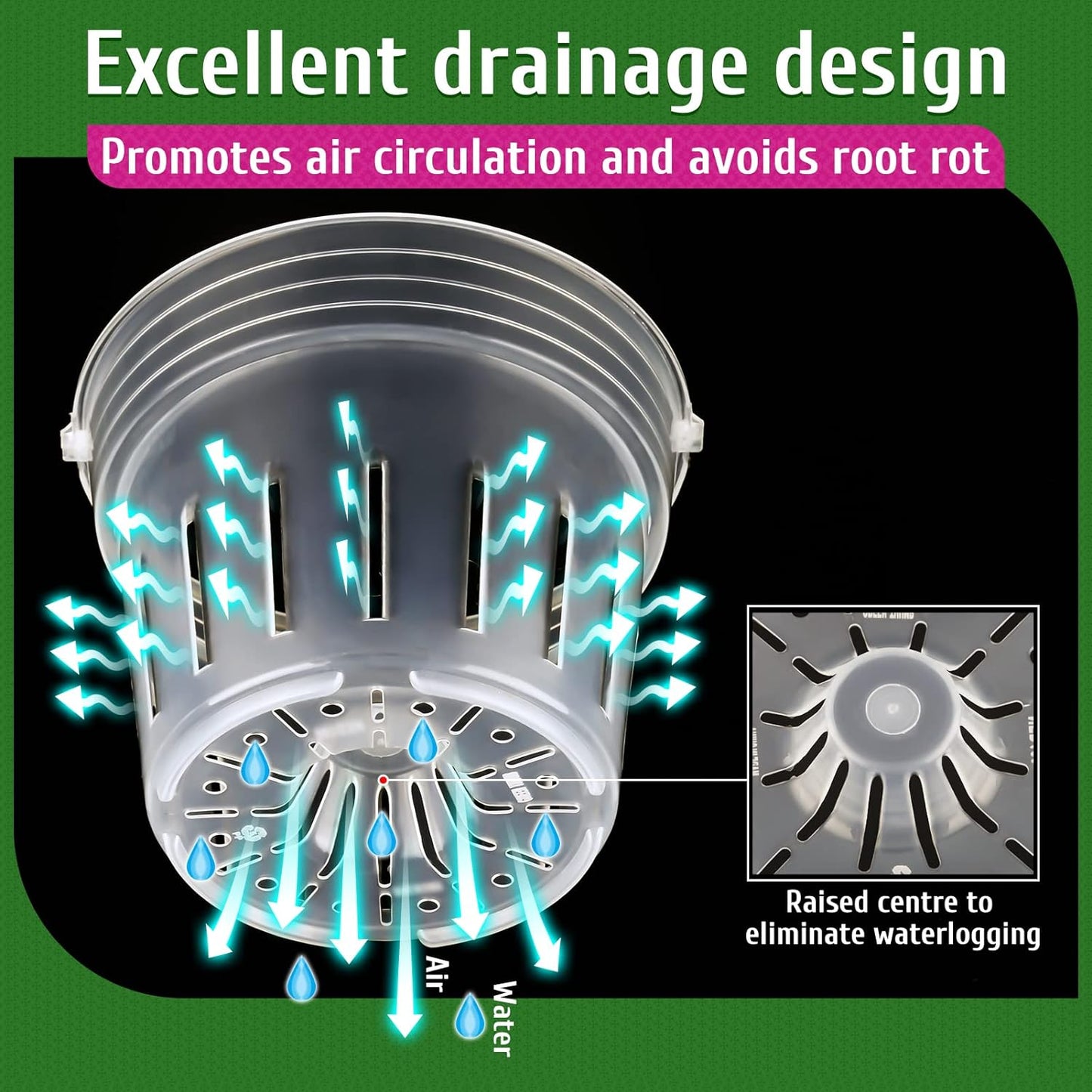 Orchid Pot, 9 Pack Orchid Pots with Holes, 3 Each of 4.8, 5.7 and 6.4 Inch Clear Flower Planter for Repotting, Plastic Slotted Nursery Planters Indoor Outdoor