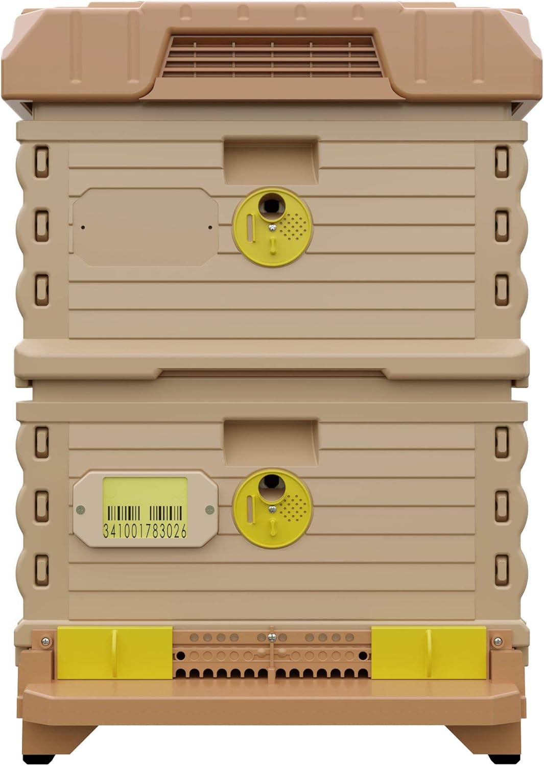 Ergo Insulated 10 Frame Bee Hive Set [NO Frames Included] (Double Deep, Tan Body Yellow Entrance)