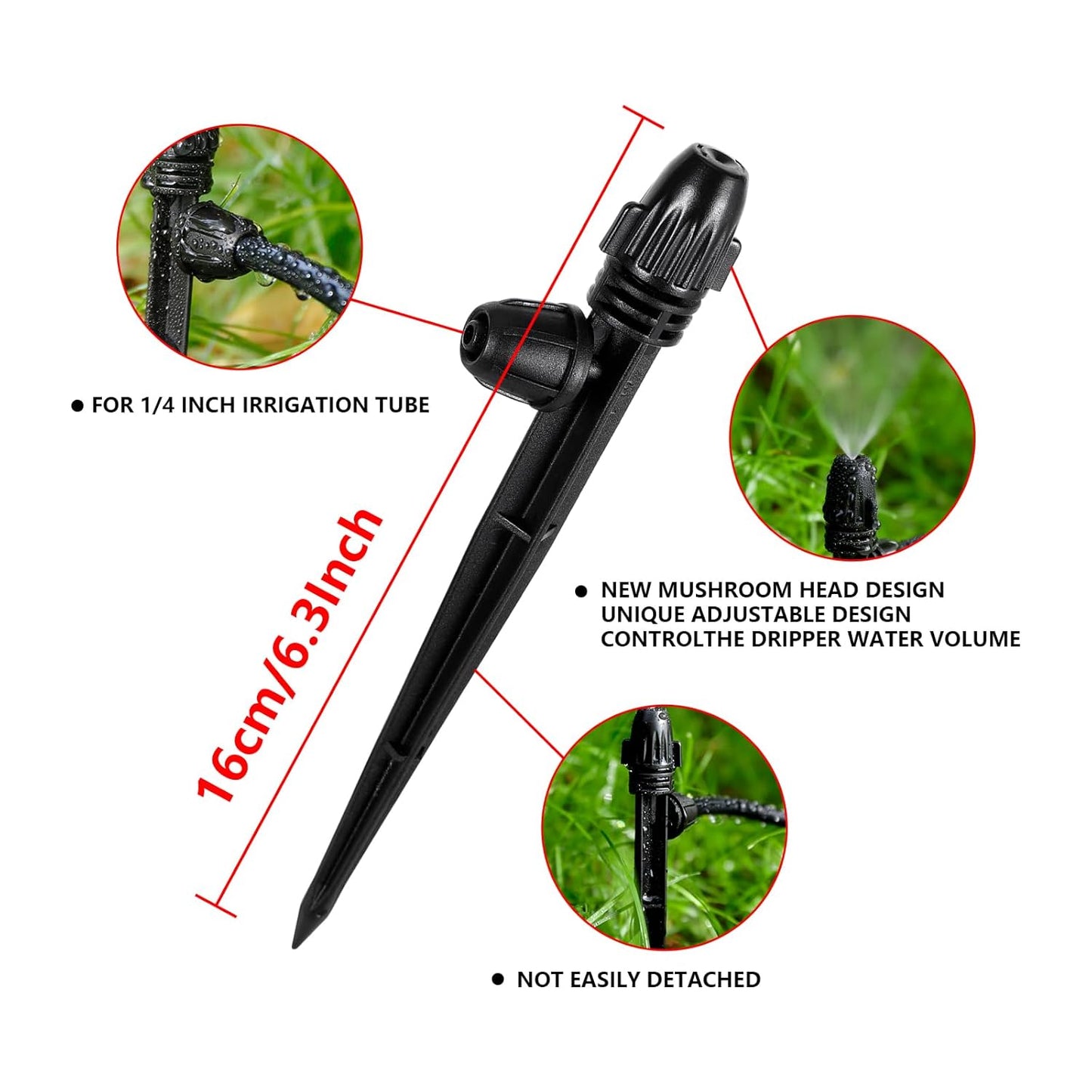 20 Pcs Drip Irrigation Misting Spray Emitters,360 Degree Adjustable Atomizing Nozzles Drip Line Misting Emitters for 1/4" Irrigation Tubing Micro Drip Misting Sprinkler for Garden Watering System