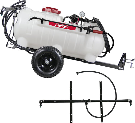 Chapin 97664: Made in The USA 15-Gallon Tow-Behind 2.5GPM/12V EZ Mount Deluxe Multi-Purpose ATV/UTV Tank Sprayer for Lawn & Garden, Farm & Acreage, Weed Control, with 2-Nozzle Spray Boom Attachment