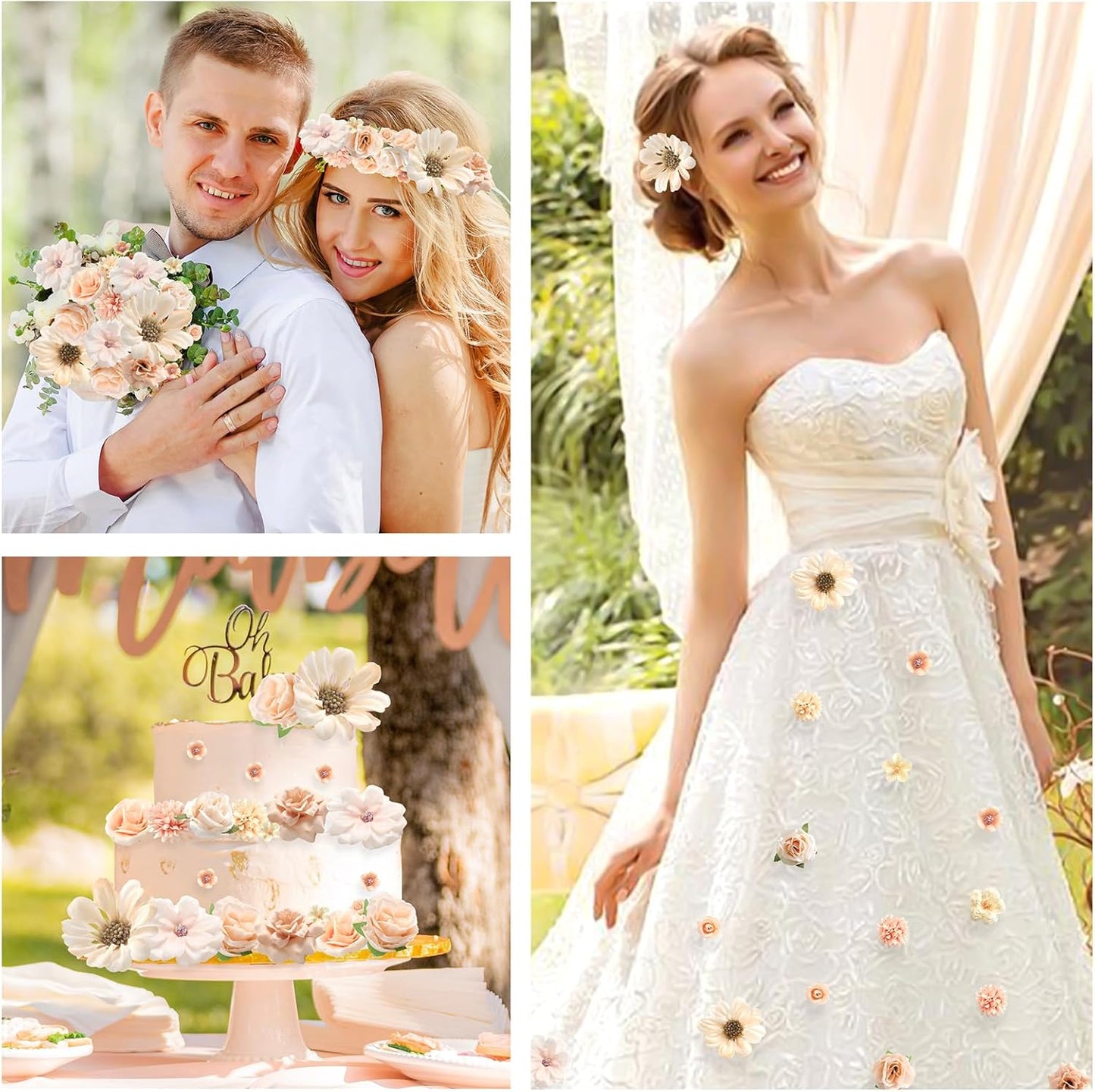 Serra Flora Faux Flower Heads Mini Artificial Flower Heads Fake Flowers Multicolor Small Silk Daisy Peony Flower Heads for Craft Garland Wedding Party DIY Home Decoration