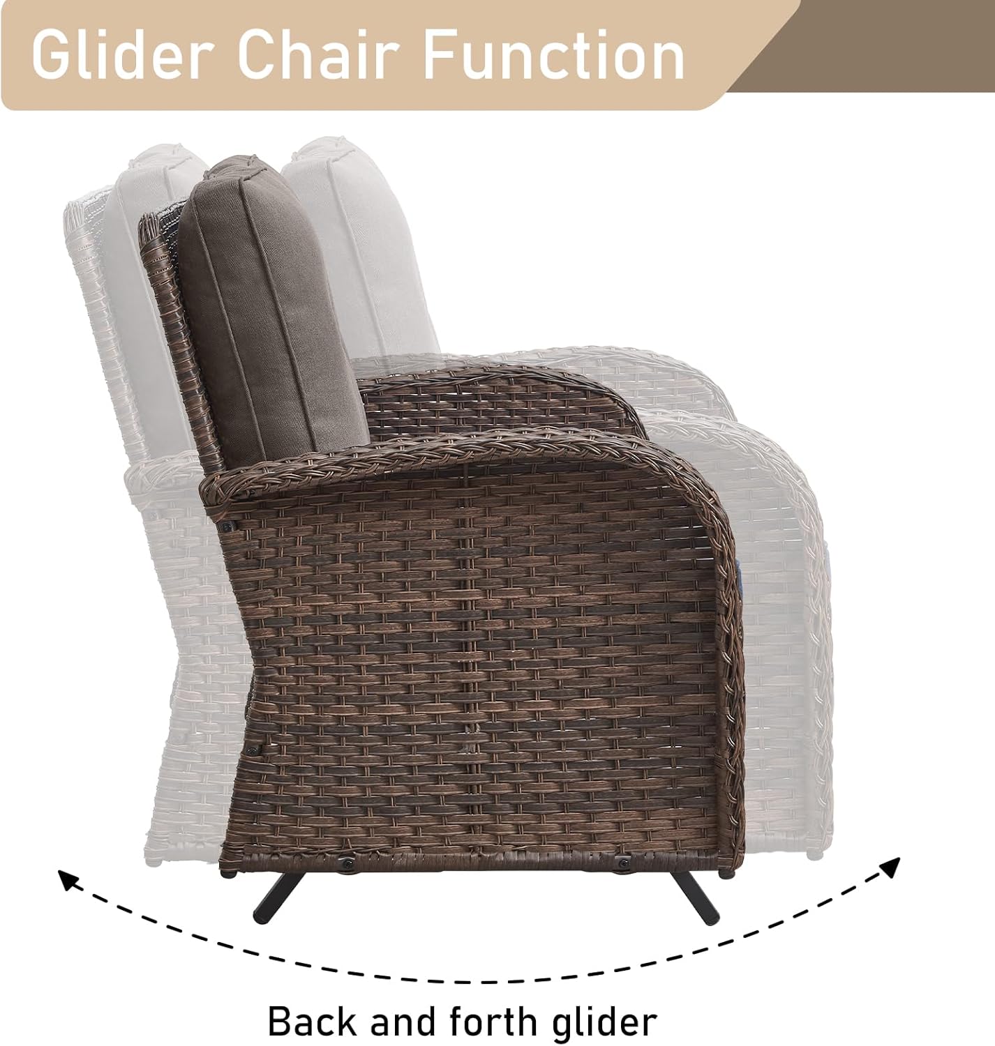 HUMMUH Patio Furniture 6-Piece PE Wicker Outdoor Conversation Set,All-Weather Rattan Swivel Chairs with Ottomans Glider Loveseat for Backyard,Poolside,Deck