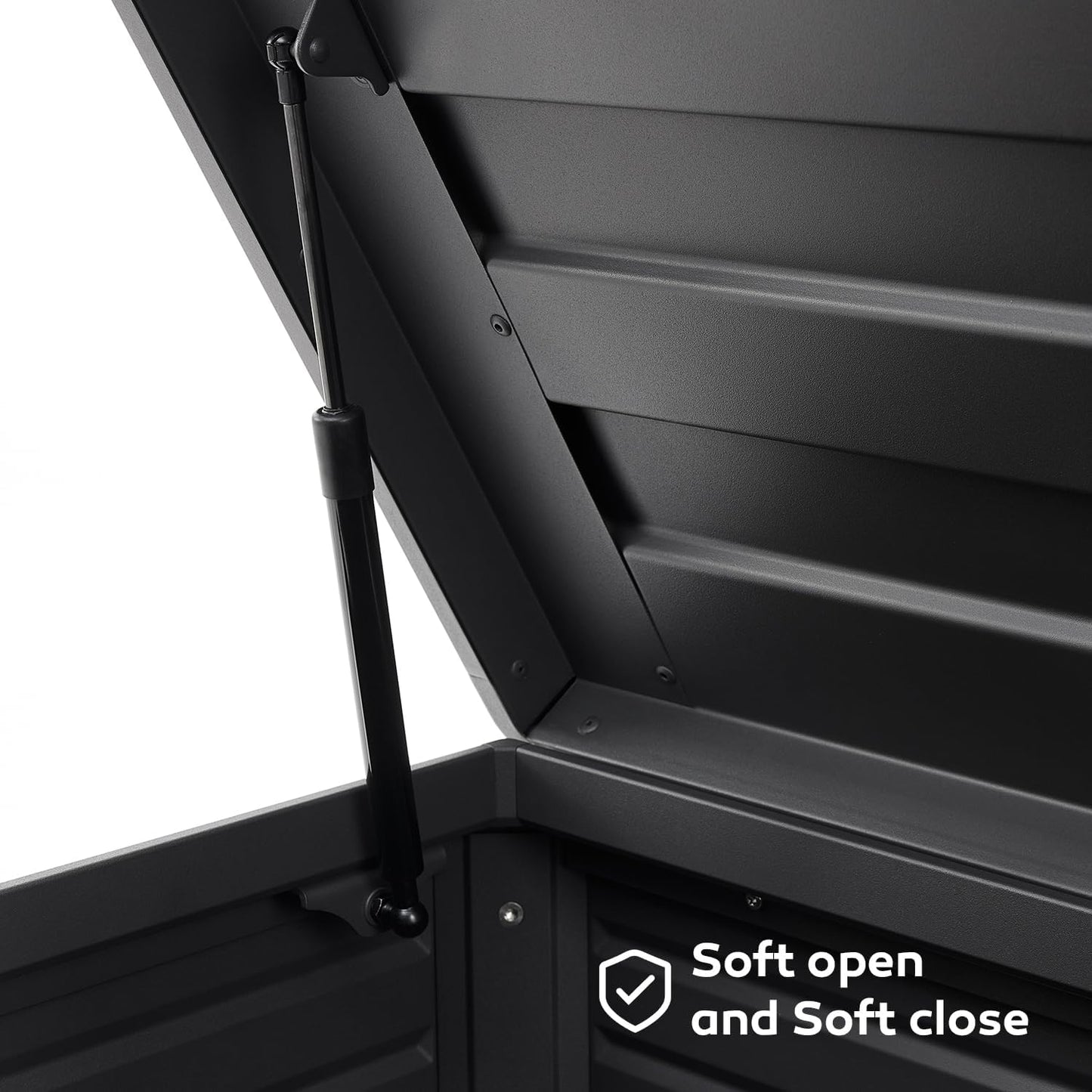 175 Gallon Outdoor Storage Box Waterproof, Metal Deck Box with wheels for Patio Furniture, Garden Tools, Outdoor Cushion, Charcoal