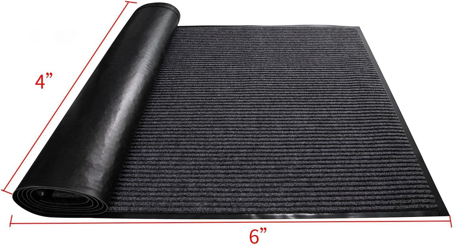TANYOYO 4' X 6' Commercial Grade Door Floor Mat Brush Step Entrance Mat Vinyl Backed Utility Doormat Heavy Duty Floor Rugs Commercial Outdoor Carpet Indoor Entrance Mat,Grey