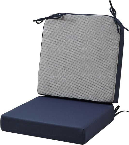 17 x 17 Inch Outdoor Seat Cushions for Patio Furniture with Non Slip and Ties Waterproof & UV Resistant Round Corner Outdoor Chair Cushions Replacement Set of 2, Navy Blue