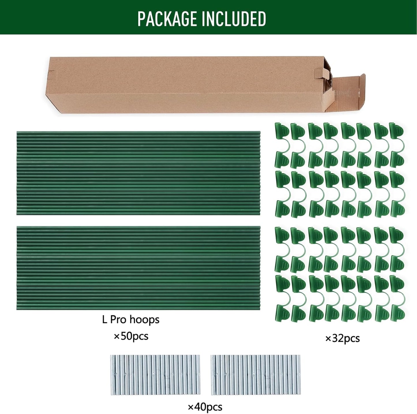 MAXPACE Greenhouse Hoops for 2.7ft or Wider Grow Tunnel, Rust-Free Fiberglass Support Hoops Frame for Garden Fabric, DIY Plant Support Garden Stakes, Gardening Supplies, 50pcs