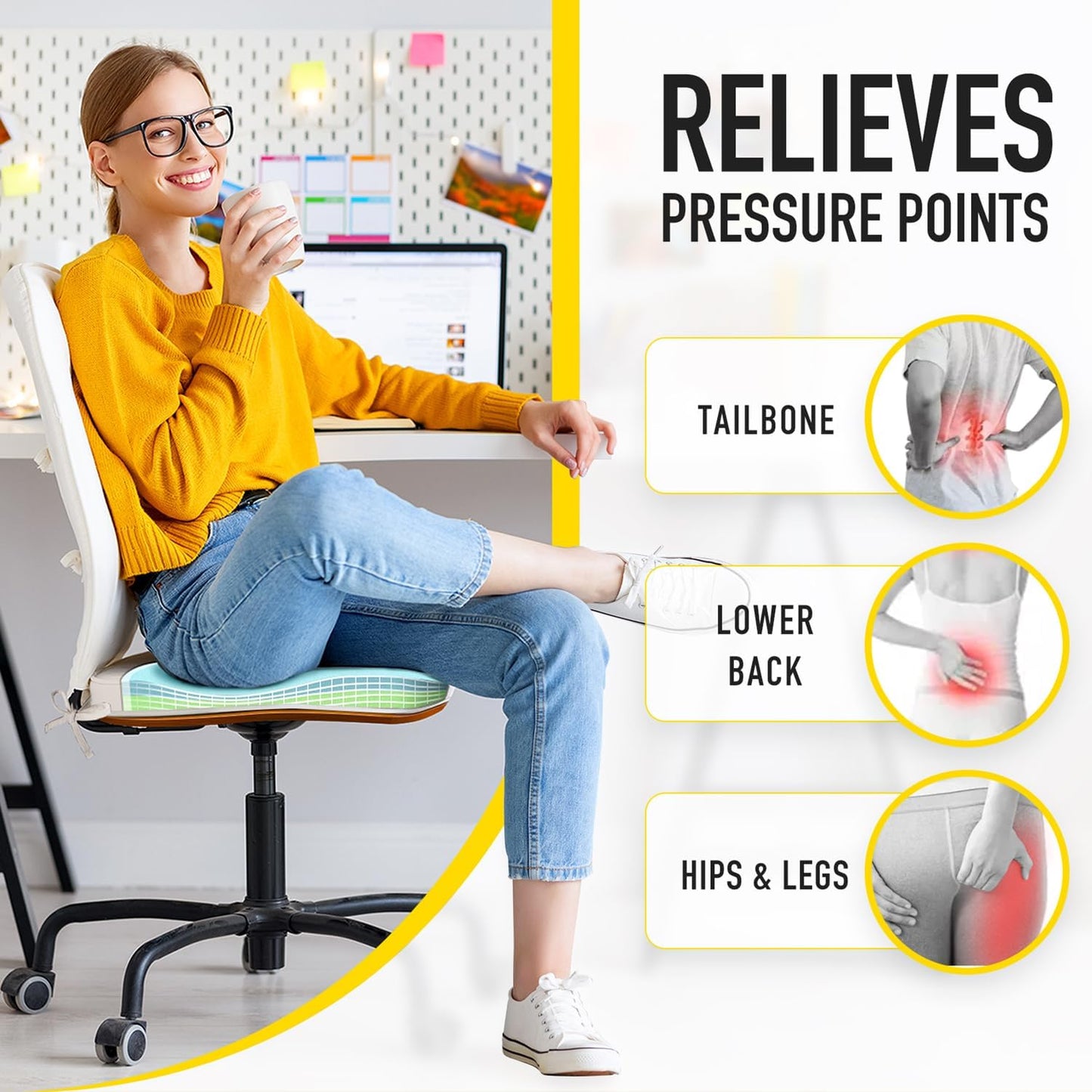 SUNROX Gel Memory Foam Chair Cushion with Ties, Ultra Durable Water Resistant FadeShield Outdoor/Indoor Reversible Chair Seat Cushion 17 x 16 inch Set of 4, Navy