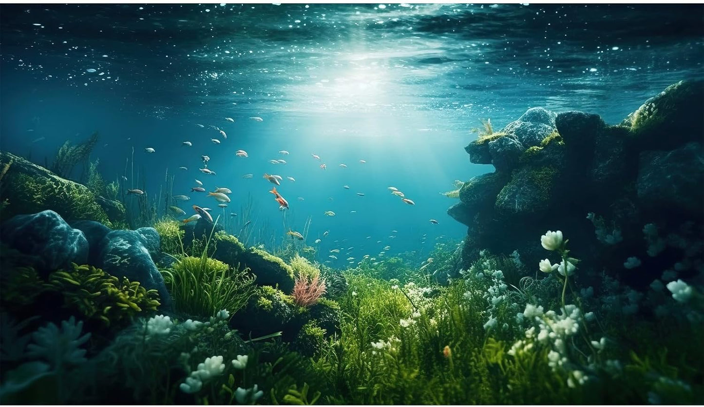 Underwater Aquarium Background Under The Sea Fish Tank Background Ocean Floor Green Aquatic Plants Aquarium Backgrounds Deep Sea Sunray Tropical Fish Aquarium Tank Backgrounds 36x20in