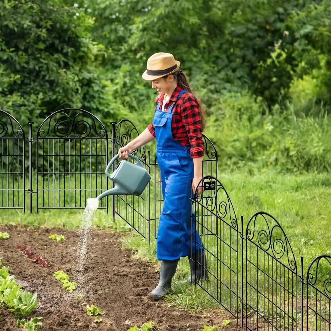 Tall Garden Animal Barrier Fence With Gate,40 in(H)×27 in(L) 12 Panels Dog Digging Fence Barrier, Black Metal Temporary Fences, Reusable Defense Fencing For Outdoor Yard. Total 26.2 Ft│Patented