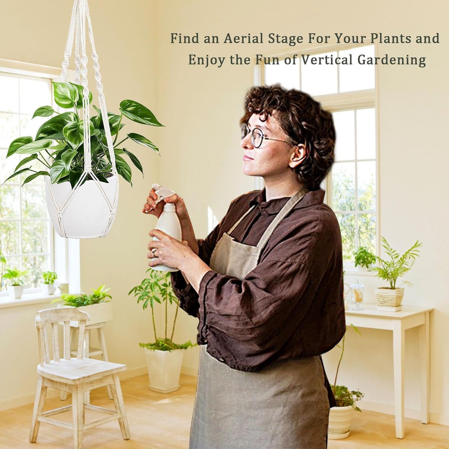 Augshy 27inch Macrame Plant Hanger, 2 Packs Plant Hangers with Hooks, Hanging Planter for Indoor Plants Decorative Macrame Pot Hanger for Home Decor