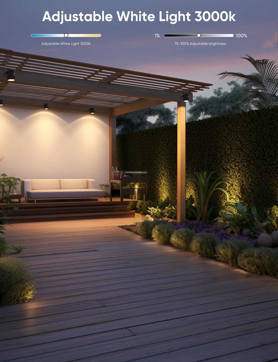 Spot Lights Outdoor, RGBW Low Voltage Landscape Lighting, Color Changing Uplighting Spotlights with App, IP65 Waterproof LED Outdoor Lights for Garden Yard Outside Decoration, 6 Pack