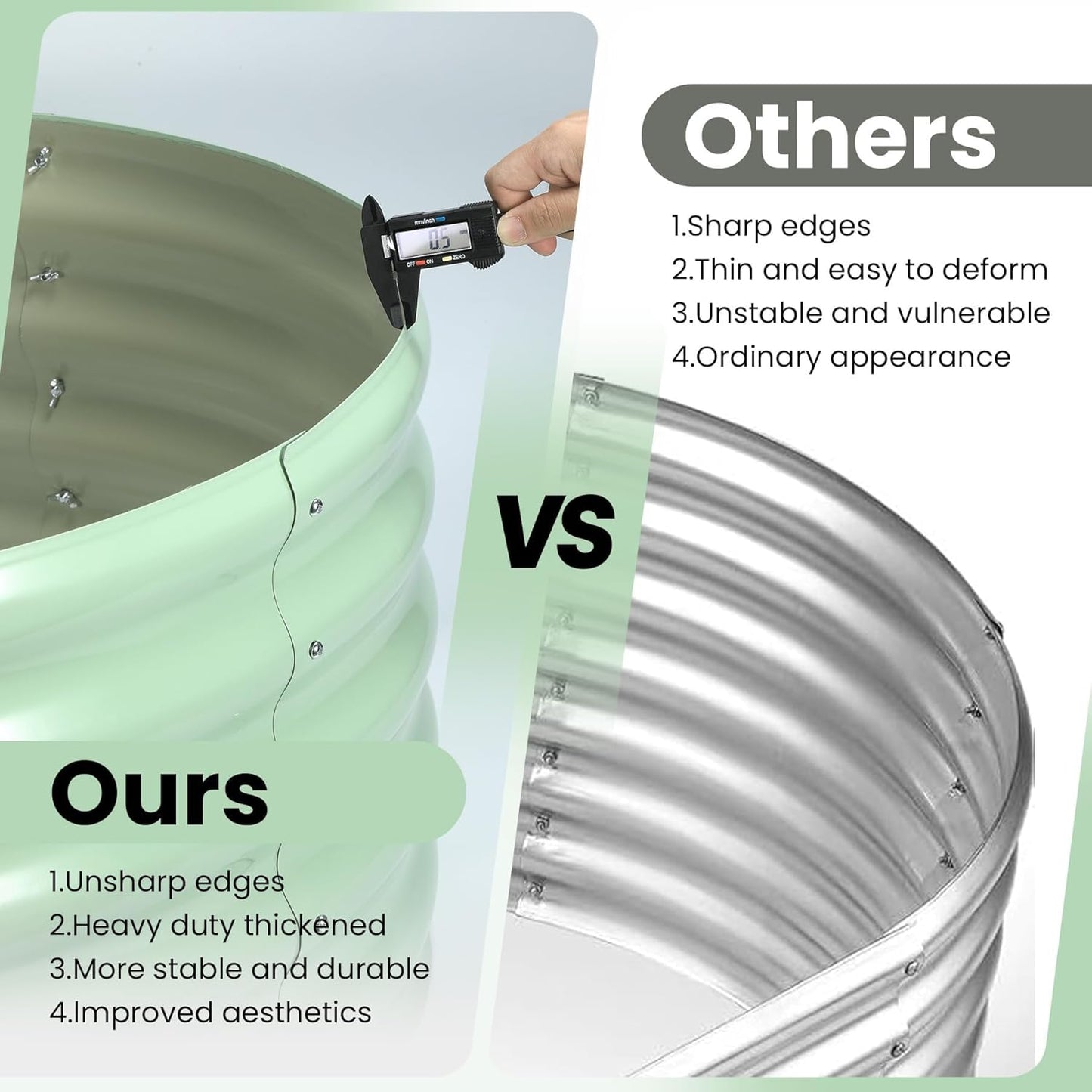 Galvanized Raised Garden Bed, 8x2x1.5Ft Metal Planter Box Outdoor, Oval Open-Ended Base Planter Raised Boxes for Vegetables Flower Herb