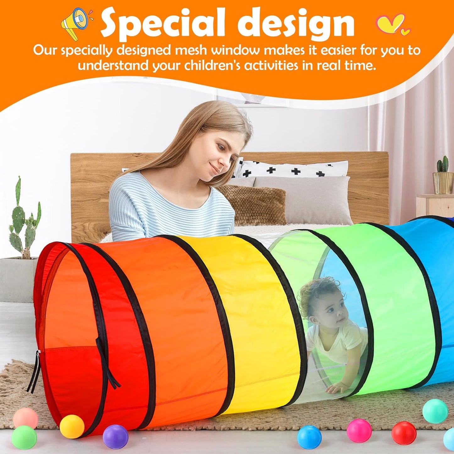 1 Pcs Giant 27.6 Inch Play Tunnel for Kids and Large Dogs Colorful Crawl Tunnel Toy for Toddlers with Breathable Mesh Game Tent Toy Girl Boy Gift