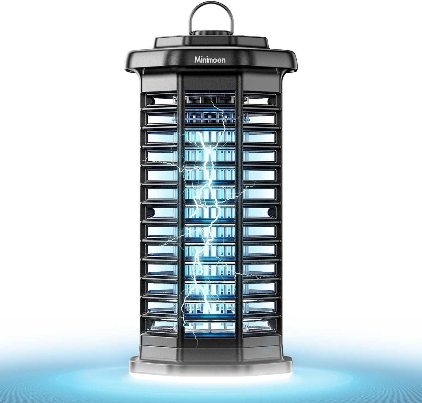 Minimoon Bug Zapper Outdoor 4000V Powerful Electric Mosquito Zapper, 15w Fly Trap Outdoor, IPX4, Corded Fly Zapper for Indoor, Yard, Backyard, Patio, Camping (Black with LED Lighting)