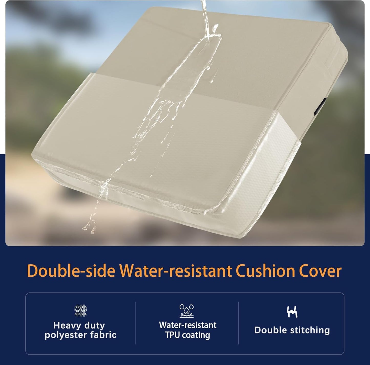 Favoyard Outdoor Seat Cushion Set 24 x 24 Inch Water-Resistant & Fade-Resistant Patio Furniture Cushions with Removable Cover Deep Seat & Back Cushion with Handle and Adjustable Straps for Chair Sofa