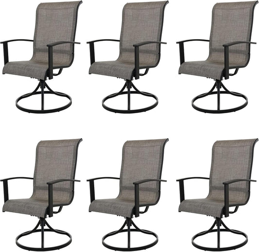 Grand patio Outdoor Swivel Dining Chairs 6-Piece Patio Dining Chair Set Mesh Sling Patio High Back Swivel Rockers, Mixed Coffee