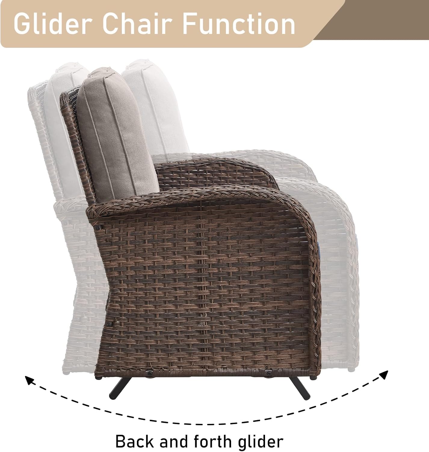 HUMMUH 5-Piece Patio Furniture Set with Fire Pit,Wicker Patio Glider Loveseat Outdoor Swivel Rocker Chairs for Backyard,Poolside,Deck