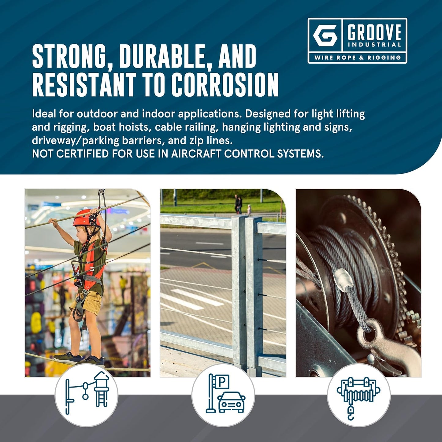 3/8’’ 7x19 Hot Dip Galvanized Aircraft Cable – Steel Wire Rope - 600 Feet