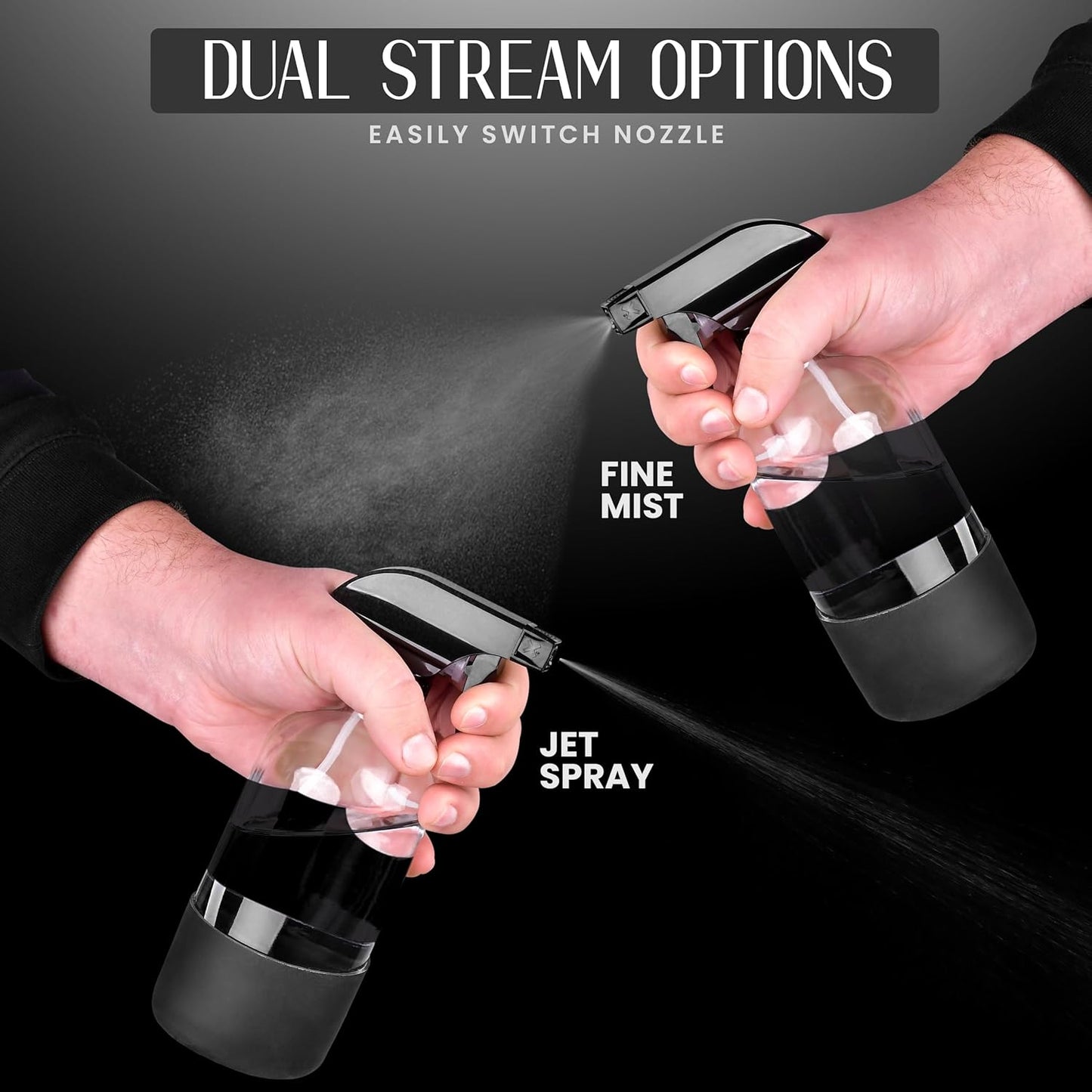 16oz Empty Glass Spray Bottle with Silicone Sleeve Protection - Refillable Containers for Cleaning Solutions, Essential Oils, Misting Plants - Including 2 Sprayers (Clear, 1 PACK)