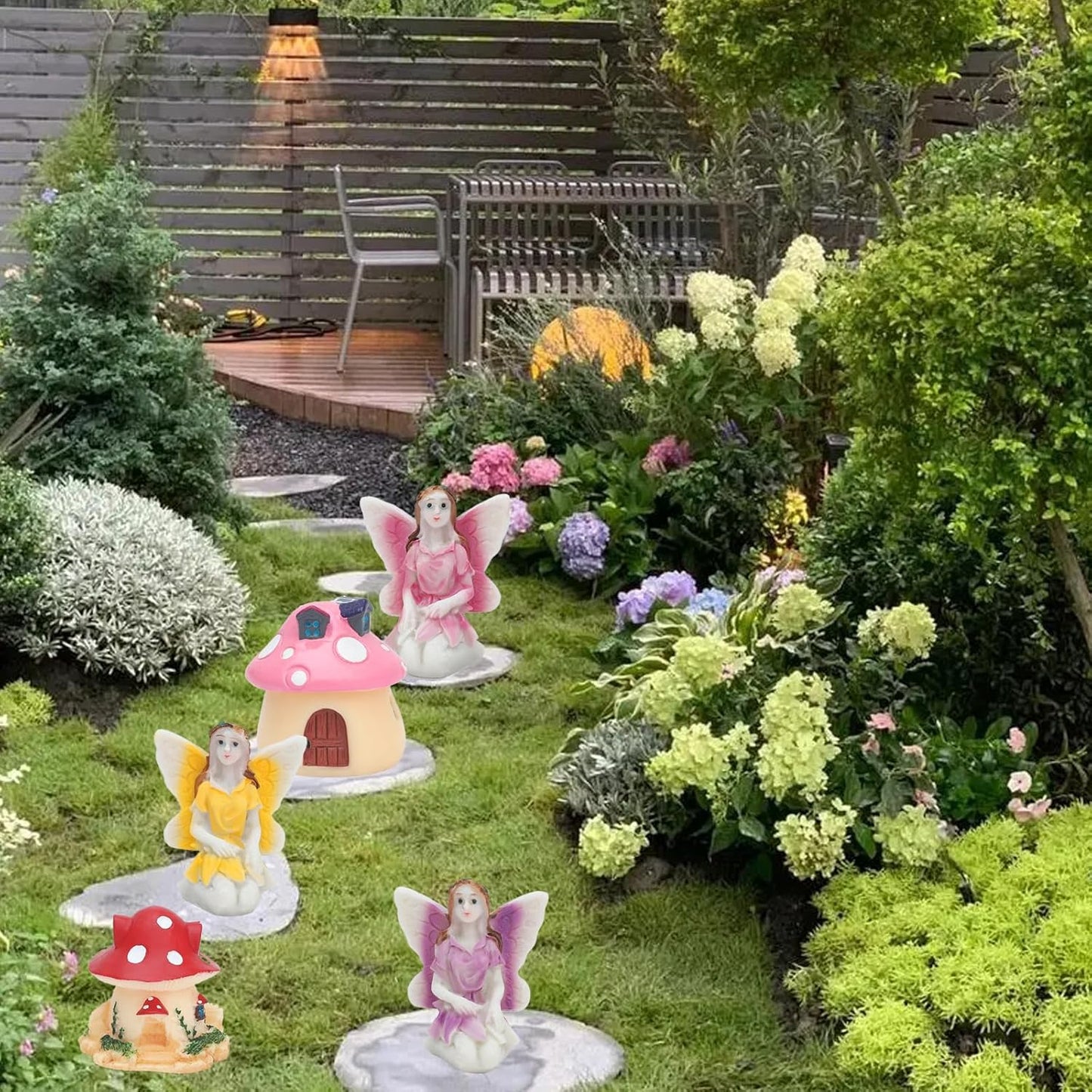 ONEST 6 Pieces Miniature Fairy Garden Accessories Small Fairy Figurines Hand Painted Fairies Figures for Car Decor Garden Flower Pot Birthday Cake Topper