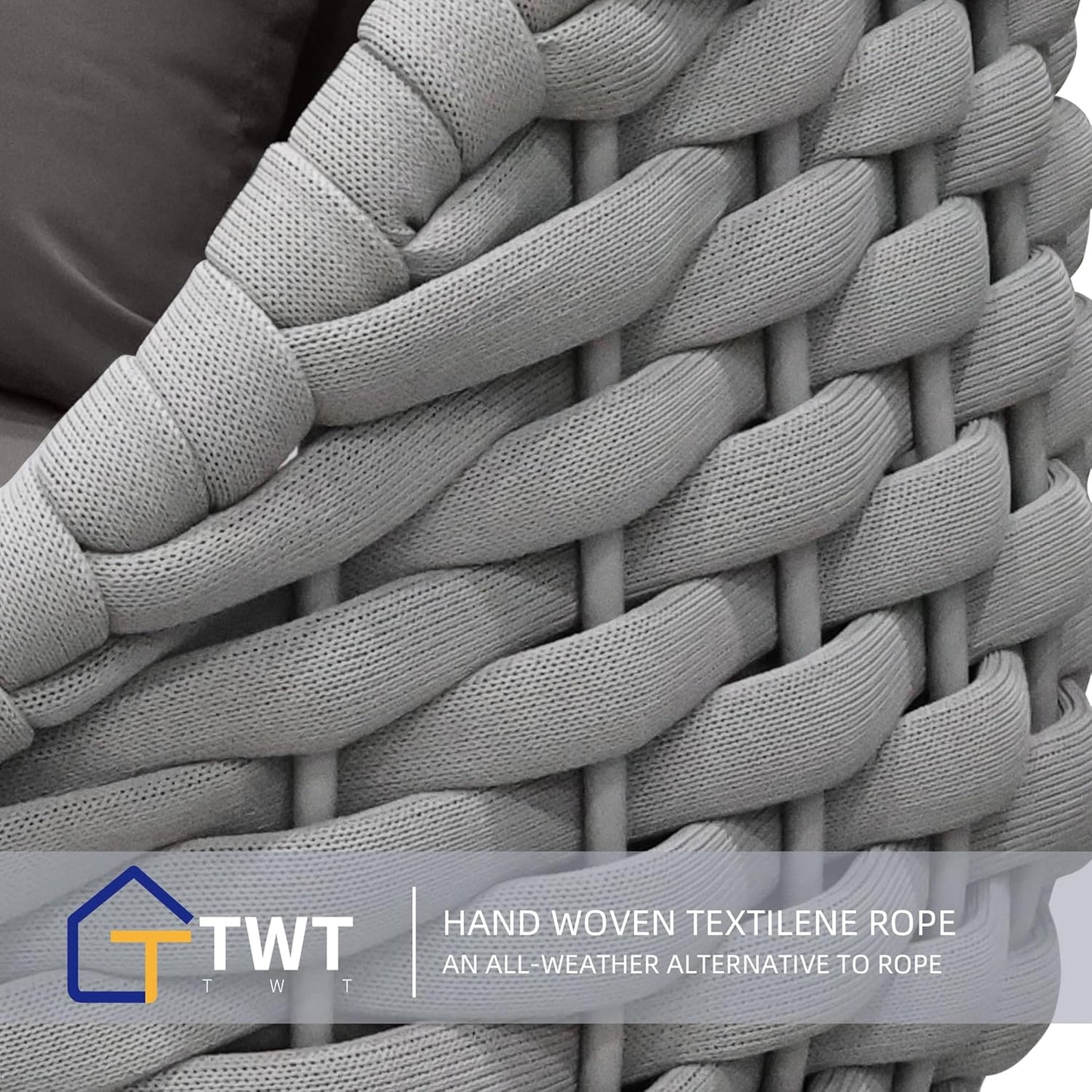 TWT 6 Pieces Patio Sofas All-Weather Teslin Rope Balcony Furniture with Dark Grey Cushions & Pillows, Patio Couch Outdoor Patio Furniture Set for Indoor, Balcony, Backyard, Deck, Poolside