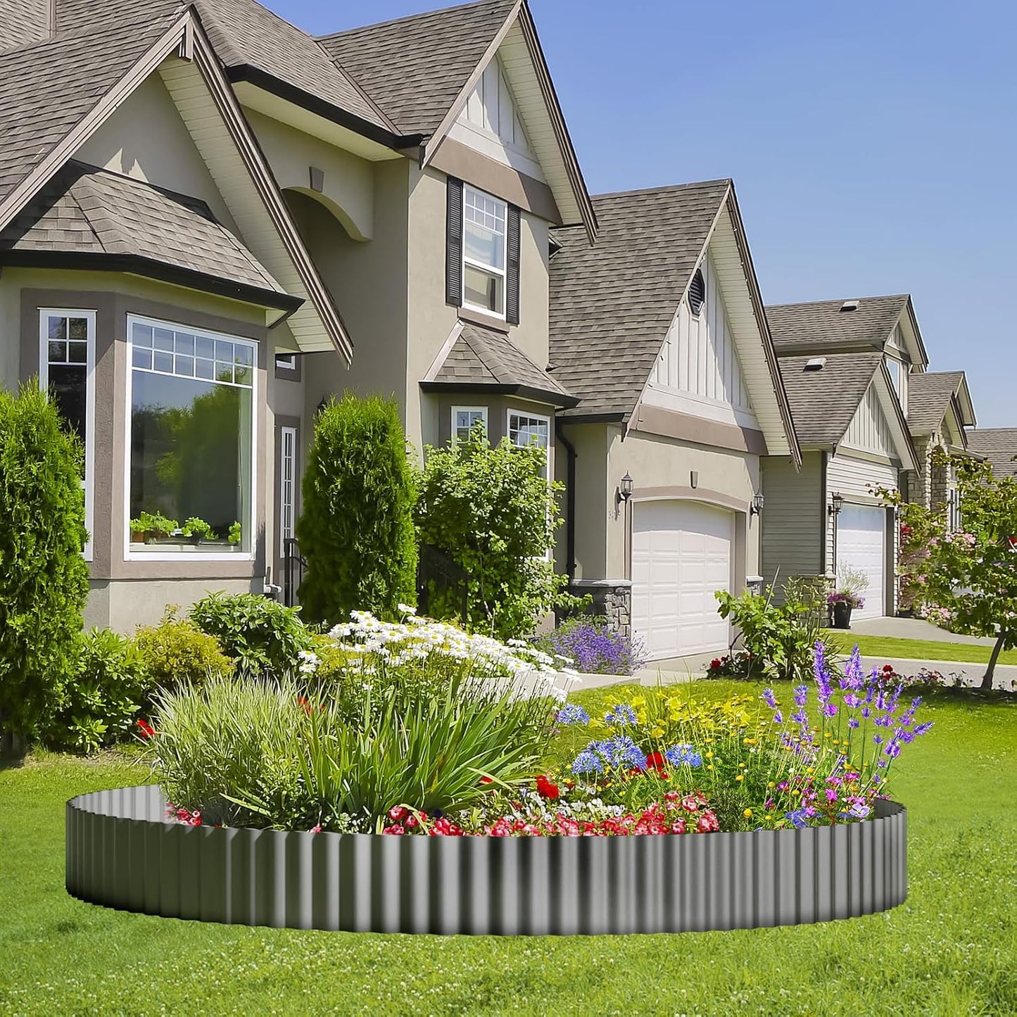 Land Guard Corrugated Garden Edging Border,12" x 50' Landscape Paver Edging, Tall Landscape Edging, Fence for Garden, Flower Bed, Lawn and Landscape Edging (Grey)