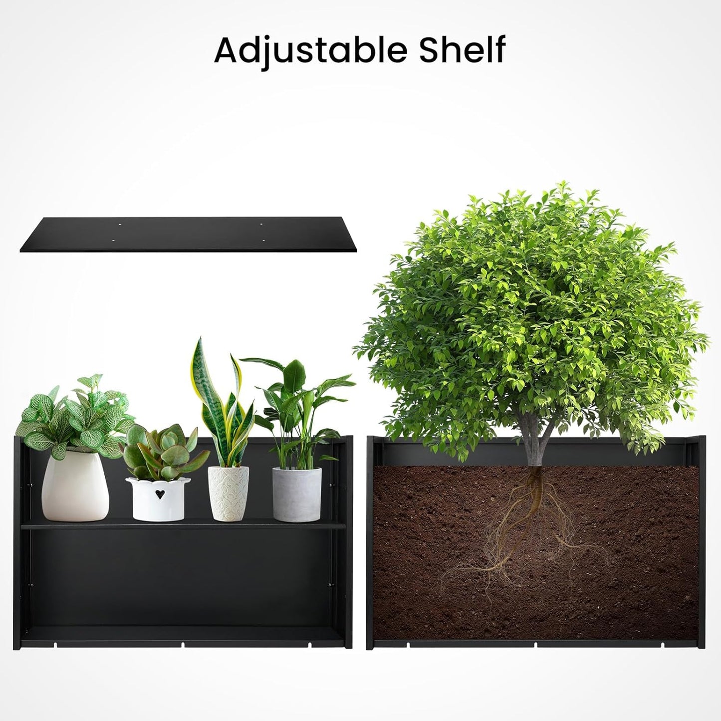 Heavy-Duty Steel Planter Box 38”x12”x24”, Rust-Resistant Large Outdoor & Indoor Plant Container, Metal Garden Box with Drainage Holes & Reinforced Edges