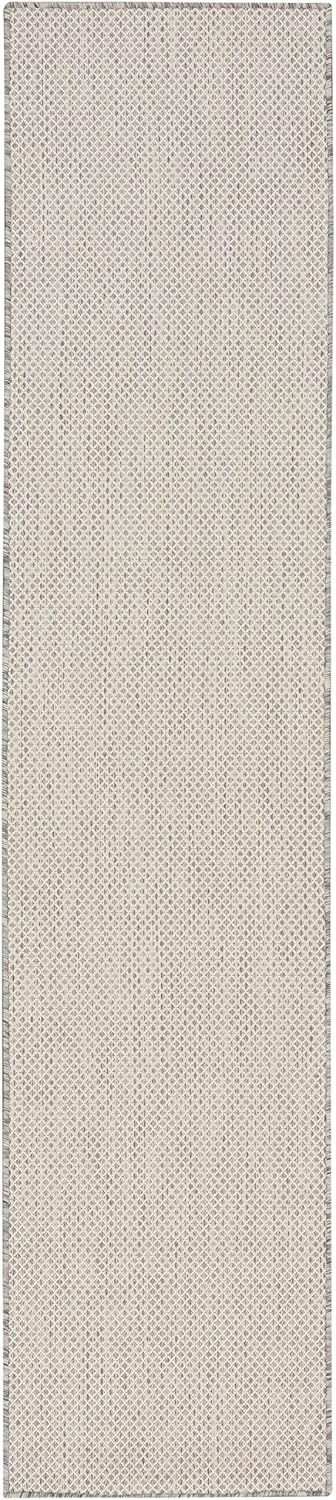 Nourison Home Courtyard Indoor/Outdoor Ivory Silver 2'2" x 20' Area Rug, Easy Cleaning, Non Shedding, Bed Room, Living Room, Dining Room, Backyard, Deck, Patio (2x20)