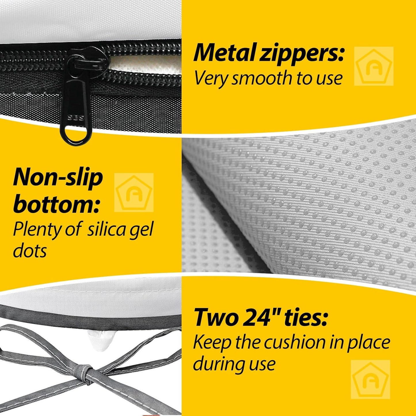 AAAAAcessories Outdoor Seat Cushions for Chairs, Waterproof, Fade-Resistant Patio Furniture Replacement Cushions, 17" x 16" x 2", Set of 2, Gray Cabana Stripe