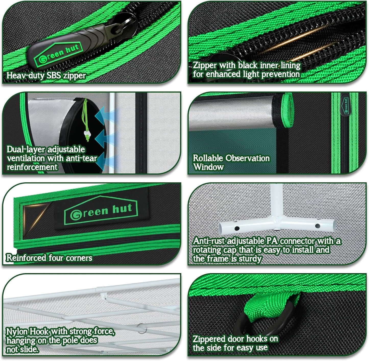 Grow Tent 96"x96"x78", High Reflective Mylar Dark Room with Observation Window, Removable Floor Tray and Tool Bag for Indoor Plant Growing 8'X8