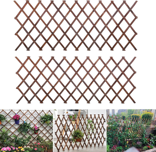 2 Pcs Expandable Garden Trellis, 38" x 89" Large Wooden Lattice Fence Wall Panel Lattice Trellis for Climbing Plants Outdoor Ivy Vine Rose Clematis for Garden Patio Room Decor (2)