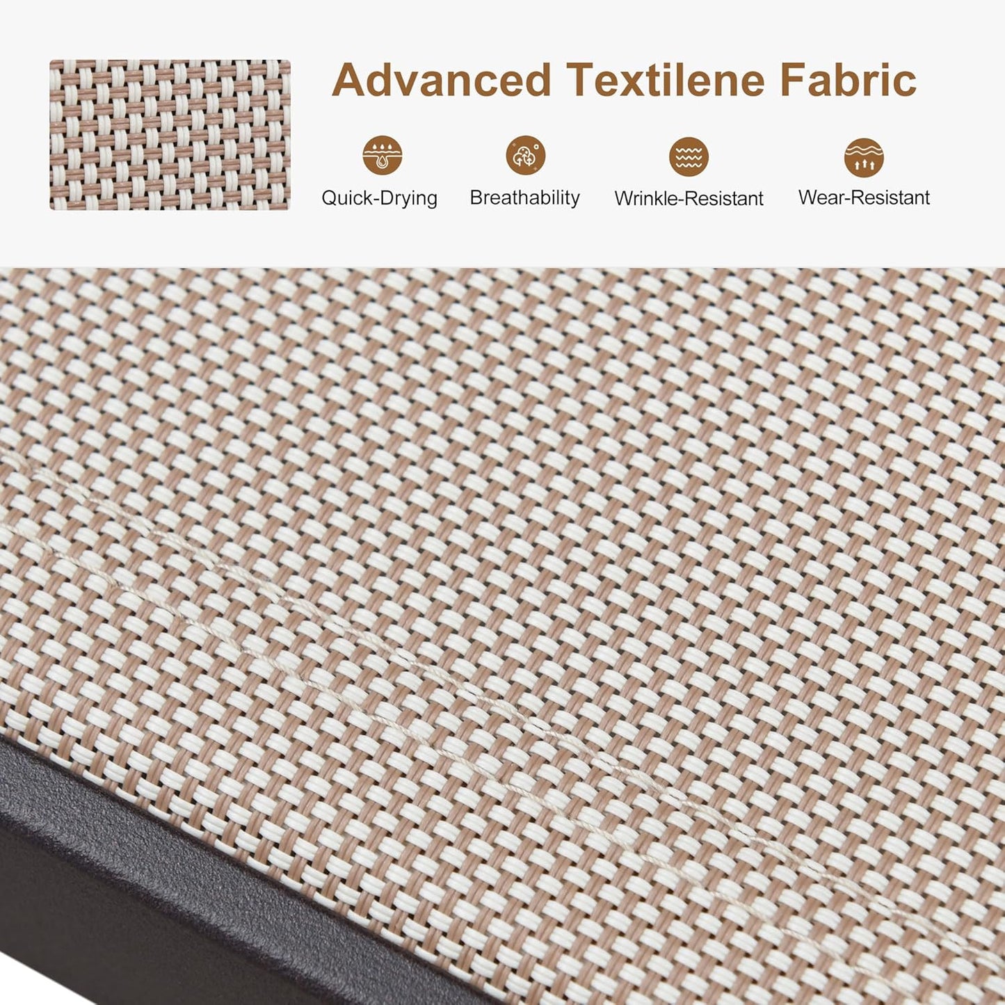 PURPLE LEAF Oversized Patio Lounge Chairs Set of 3, Reclining Pool Lounge Chairs with Side Table and Wheels for All Weather for Outdoor, Deck, Lawn, Aluminum Outside Pool, Sand Beige