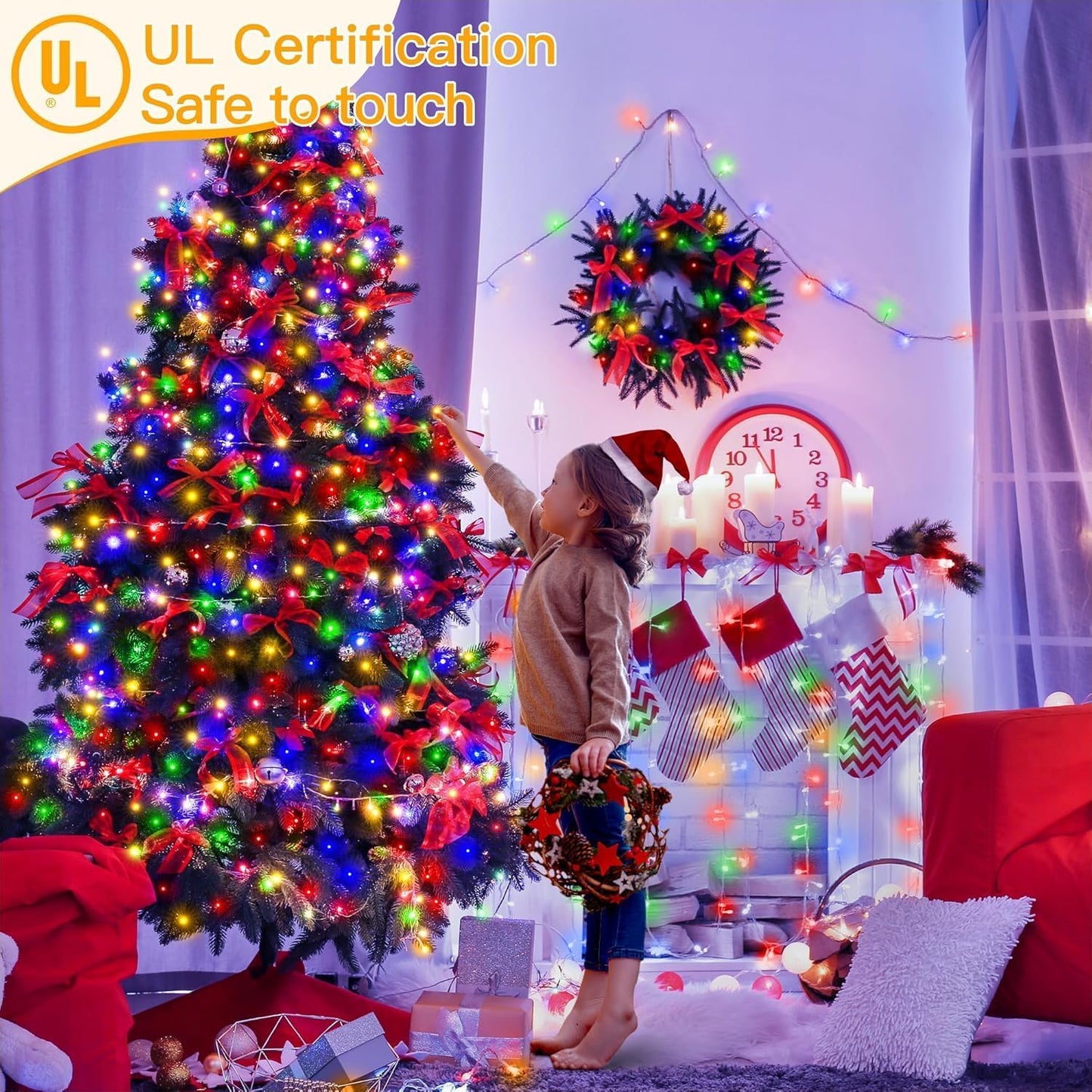 Ollny Christmas Lights Outdoor Waterproof, 1000LED 328FT Super Long String Lights with Remote 3 Timer, Plug in 8 Modes Fairy Light for Outside House Bedroom Xmas Decorations, Multicolor