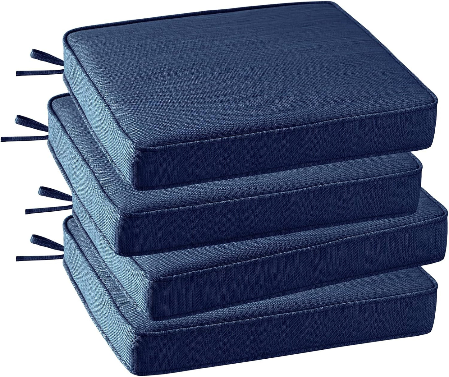 Outdoor Square Corner Seat Cushion, 18.5"x16"x3", Set of 4, Non Slip Seat Cushion Pads with Removable Cover for Patio Furniture, Garden Yard Lawn, Navy