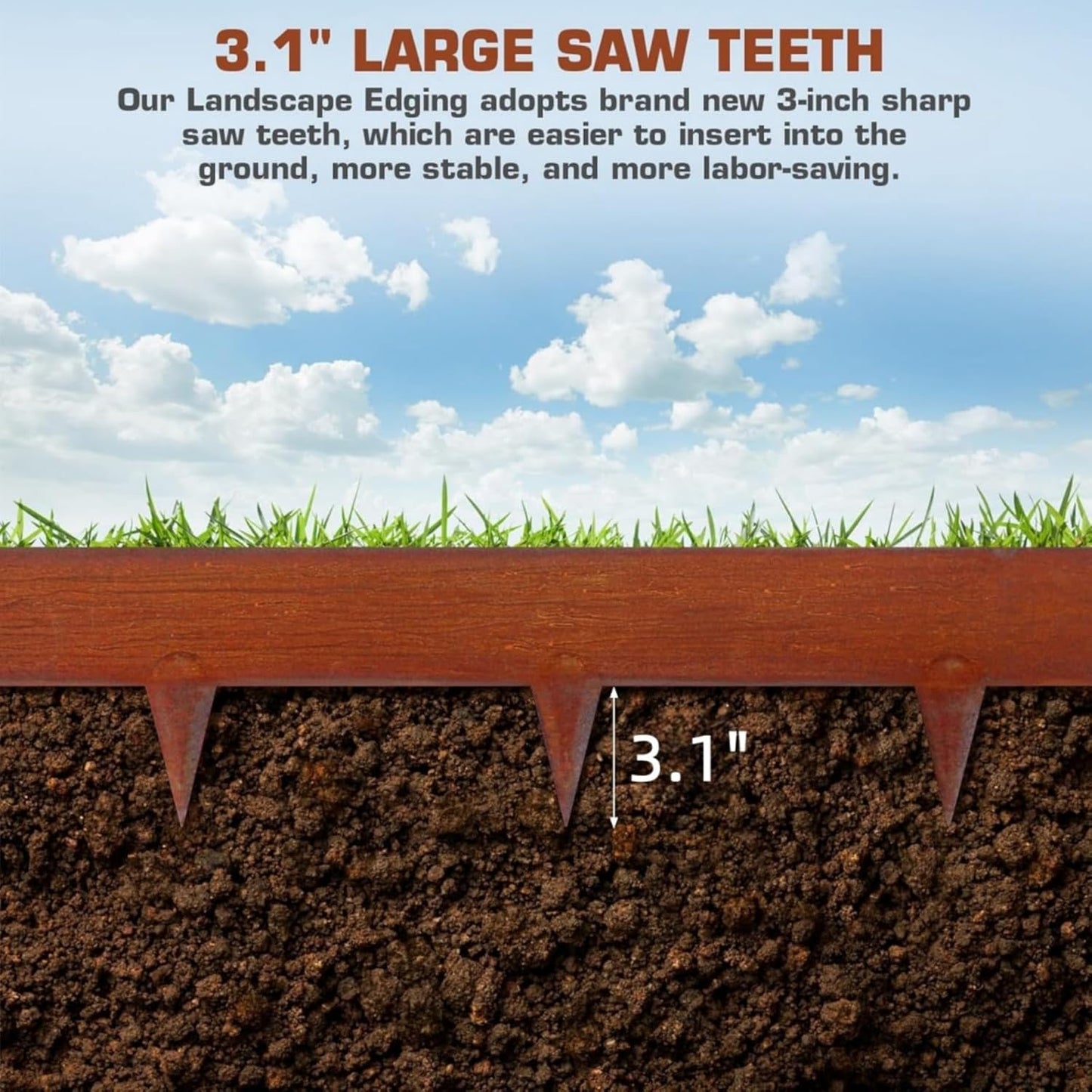 42" L X 6.3" H Corten Steel Landscape Edging, 6 Pack Hammer in Landscape Edging, Garden Edging Border for Lawn, Flower Bed, Yard (Rust-Colored)