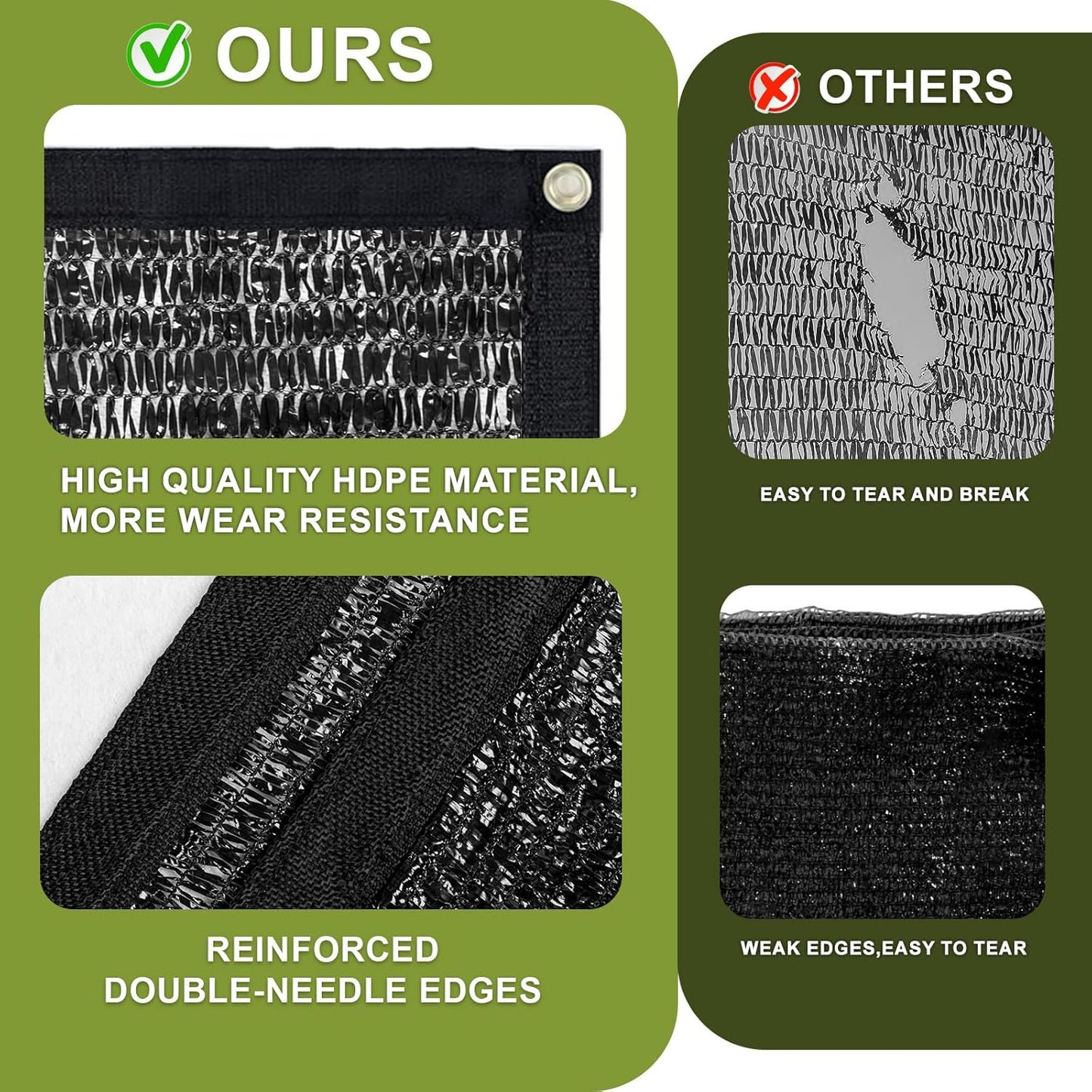 LOVE STORY 6x12FT 70% Black Shade Cloth Sun Shade Net with Grommets Sunblock Net Mesh Tarp for Garden,Plants Cover,Greenhouse and Patio