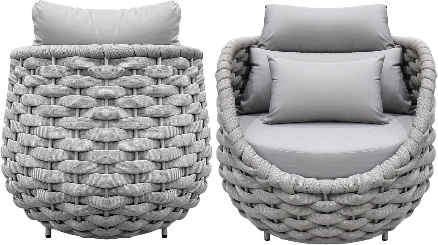 TWT 6 Pieces Patio Sofas, All-Weather Teslin Rope Balcony Furniture with Cushions & Pillows, Patio Couch Outdoor Patio Furniture Set for Indoor, Balcony, Backyard, Deck, Poolside, Grey