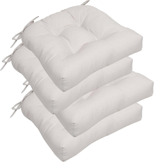 RACE LEAF Patio Chair Cushions 17x17 Inch 4 Pack, Thickened Outdoor Seat Cushions Water Resistant with Non-Slip Ties & Stain Resistant Tufted Design (Beige)