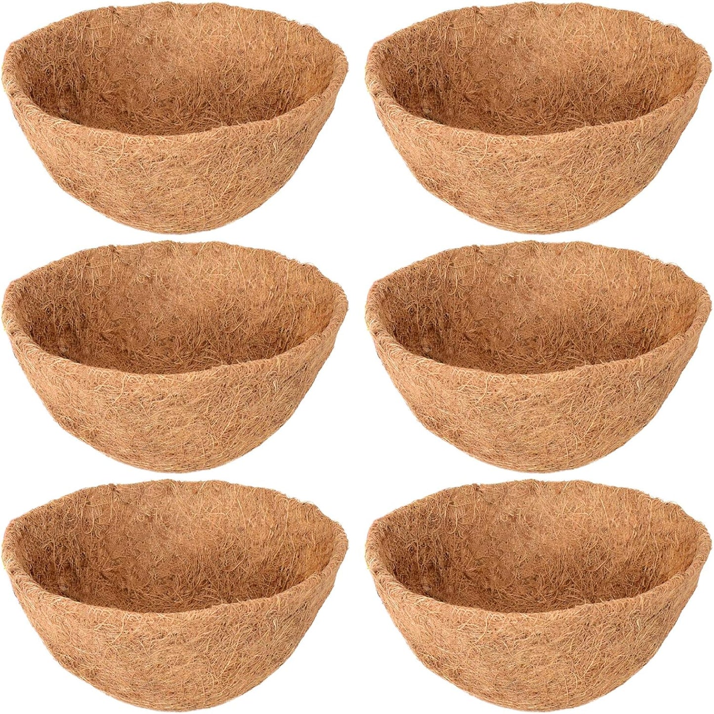 Legigo 6 Pack 14 Inch Hanging Basket Coco Liners Replacement, 100% Natural Round Coconut Coco Fiber Planter Basket Liners for Hanging Basket Flowers/Vegetables