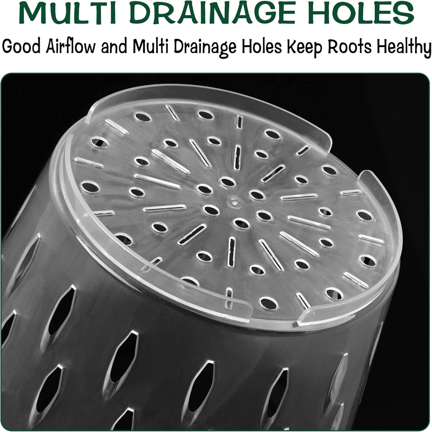 Orchid Pot, 8 Inch 4 Pack Orchid Pots with Holes and Saucers, Clear Plastic Orchid Pots