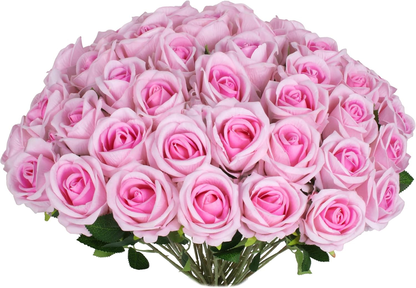 30 PCS Fake Pink Roses, Artificial Flowers Bulk Realistic Silk Faux Rose with Stems for Wedding Decoration Bridal Bouquet Birthday Celebrations DIY Floral Arrangement Home Decor