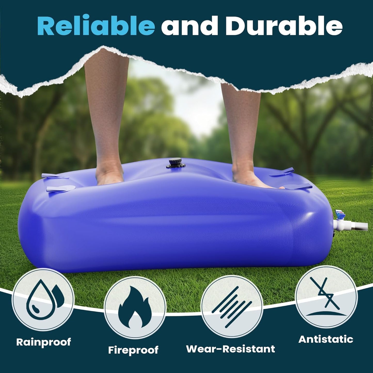 Large Capacity Water Storage Bladder, Portable Water Tank Containers, Bladder Tank for Drought Resistance, Fire Prevention, Emergency Water, Agricultural Irrigation Outdoor (330L/87Gal, Blue)